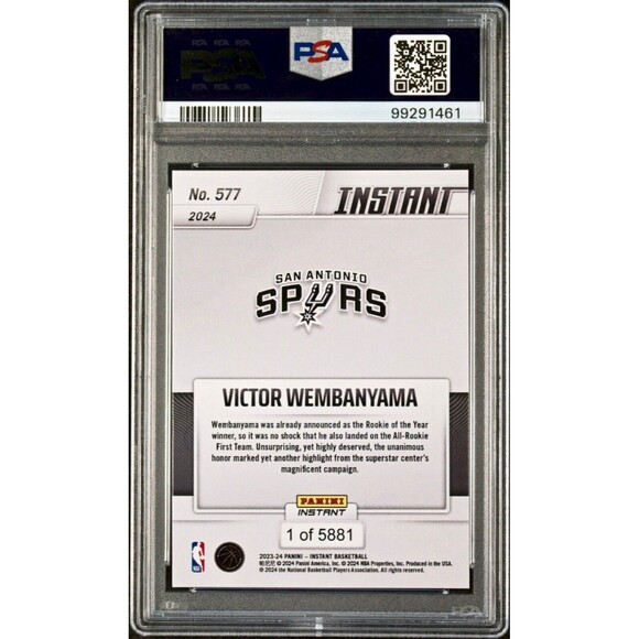 Victor Wembanyama 2023 Panini NBA All-Rookie 1st Team 577 Rookie Card PSA 9 Mint - Picture 2 of 2